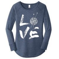 Retro Love Knitting Ball Of Yarn Vintage Hobby Gift Women's Perfect Tri Tunic Long Sleeve Shirt