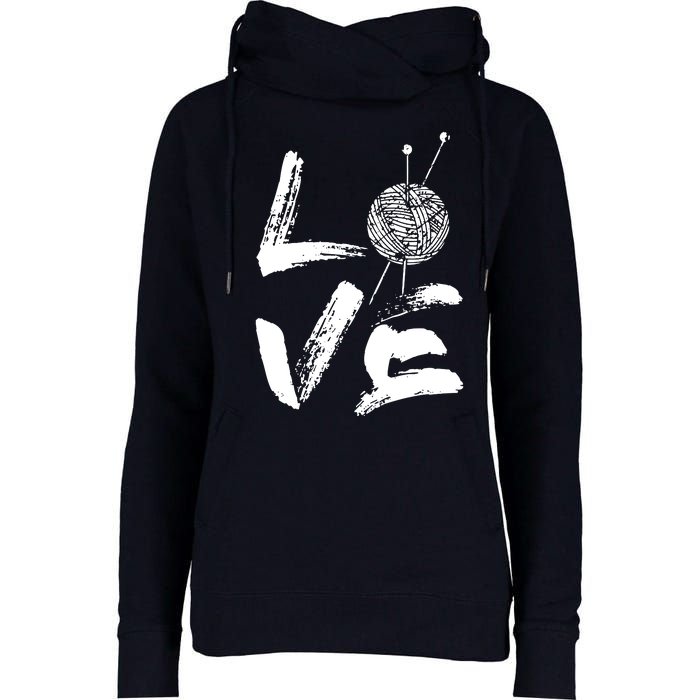 Retro Love Knitting Ball Of Yarn Vintage Hobby Gift Womens Funnel Neck Pullover Hood