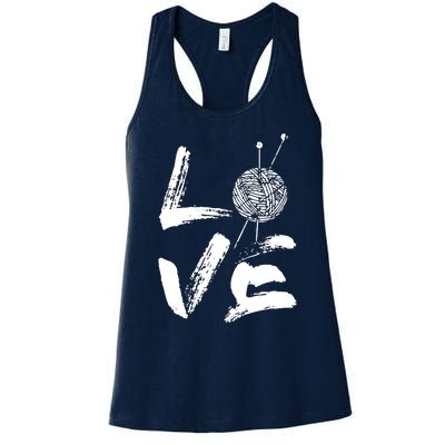 Retro Love Knitting Ball Of Yarn Vintage Hobby Gift Women's Racerback Tank