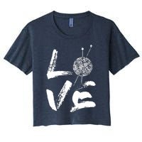 Retro Love Knitting Ball Of Yarn Vintage Hobby Gift Women's Crop Top Tee