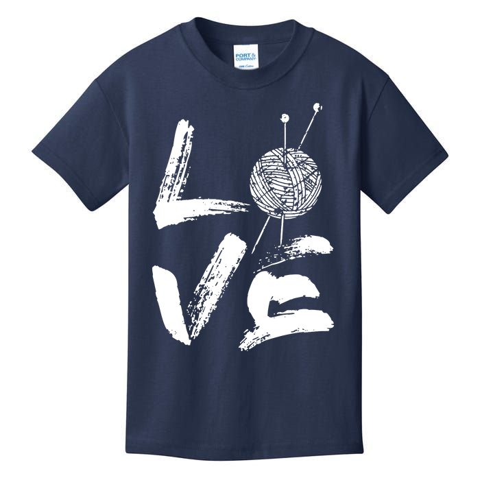 Retro Love Knitting Ball Of Yarn Vintage Hobby Gift Kids T-Shirt