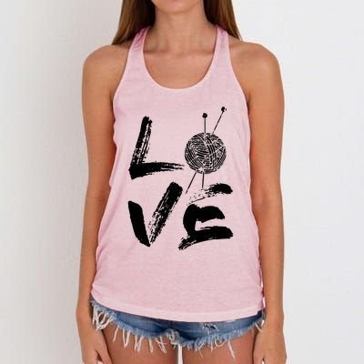 Retro Love Knitting Ball Of Yarn Vintage Hobby Gift Women's Knotted Racerback Tank