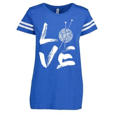 Retro Love Knitting Ball Of Yarn Vintage Hobby Gift Enza Ladies Jersey Football T-Shirt