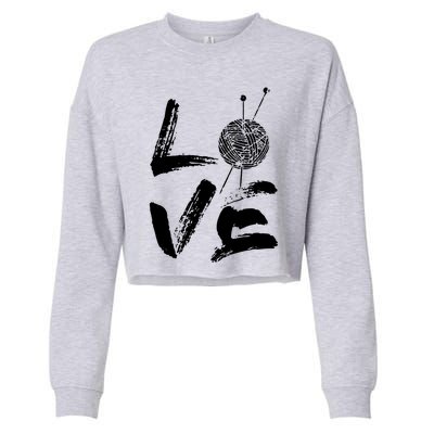 Retro Love Knitting Ball Of Yarn Vintage Hobby Gift Cropped Pullover Crew