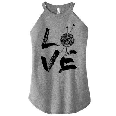 Retro Love Knitting Ball Of Yarn Vintage Hobby Gift Women's Perfect Tri Rocker Tank