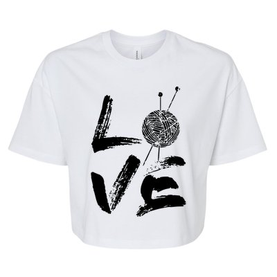 Retro Love Knitting Ball Of Yarn Vintage Hobby Gift Bella+Canvas Jersey Crop Tee