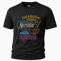 Retro Lunch Lady Food & Nutrition Services Being Awesome Cooling Performance Crew T-Shirt