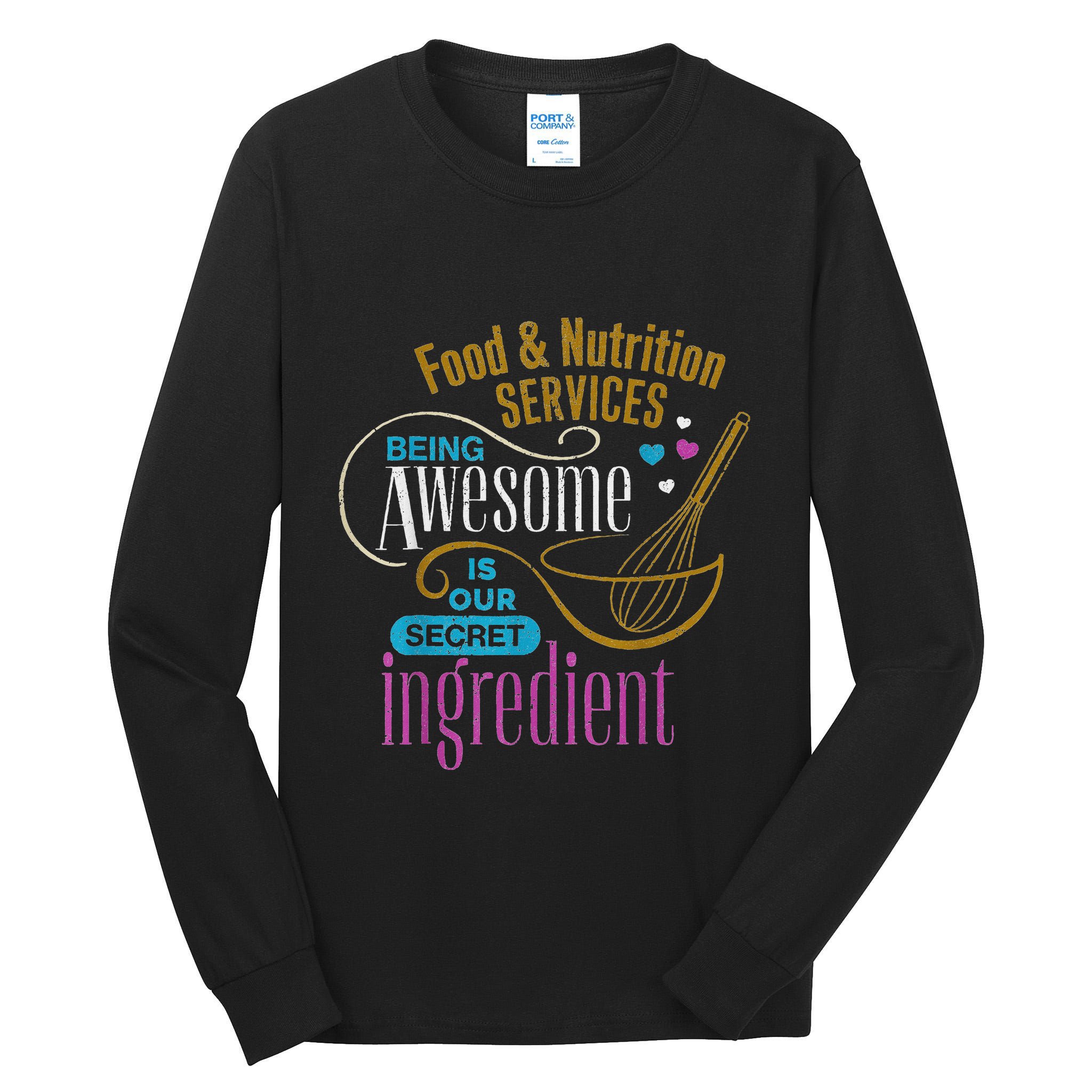 Retro Lunch Lady Food & Nutrition Services Being Awesome Tall Long Sleeve T-Shirt