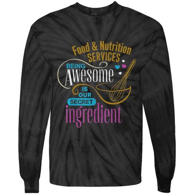 Retro Lunch Lady Food & Nutrition Services Being Awesome Tie-Dye Long Sleeve Shirt