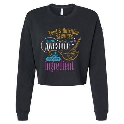Retro Lunch Lady Food & Nutrition Services Being Awesome Cropped Pullover Crew