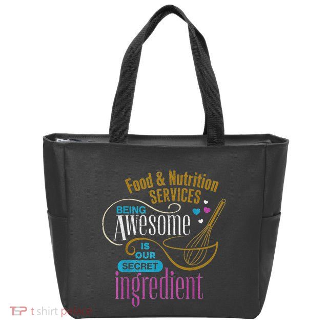 Retro Lunch Lady Food & Nutrition Services Being Awesome Zip Tote Bag