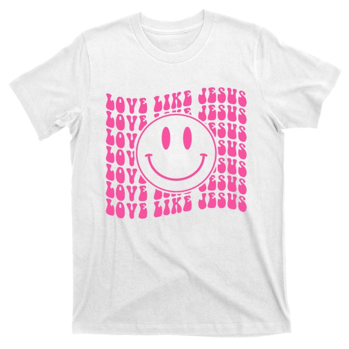 Retro Love Like Jesus Happy Face Aesthetic T-Shirt