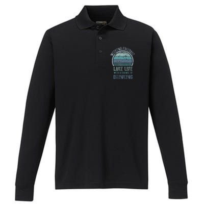 Retro Lake Life Apparel Lake Lover Weekend Forecast Drinking Performance Long Sleeve Polo