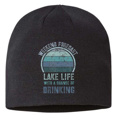 Retro Lake Life Apparel Lake Lover Weekend Forecast Drinking Sustainable Beanie