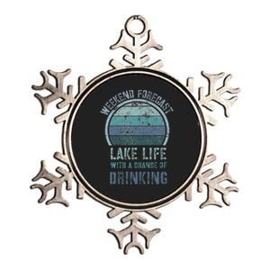 Retro Lake Life Apparel Lake Lover Weekend Forecast Drinking Metallic Star Ornament