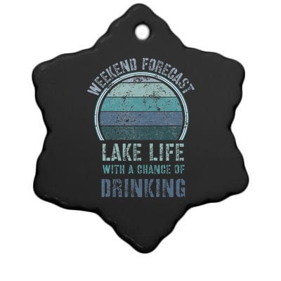 Retro Lake Life Apparel Lake Lover Weekend Forecast Drinking Ceramic Star Ornament