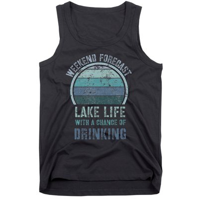 Retro Lake Life Apparel Lake Lover Weekend Forecast Drinking Tank Top