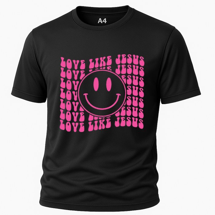 Retro Love Like Jesus Happy Face Aesthetic Cooling Performance Crew T-Shirt