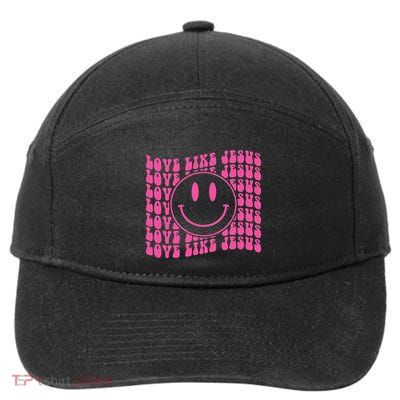 Retro Love Like Jesus Happy Face Aesthetic 7-Panel Snapback Hat