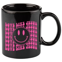 Retro Love Like Jesus Happy Face Aesthetic 11oz C Handle Ceramic Mug