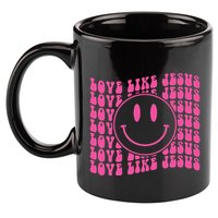Retro Love Like Jesus Happy Face Aesthetic 11oz C Handle Ceramic Mug