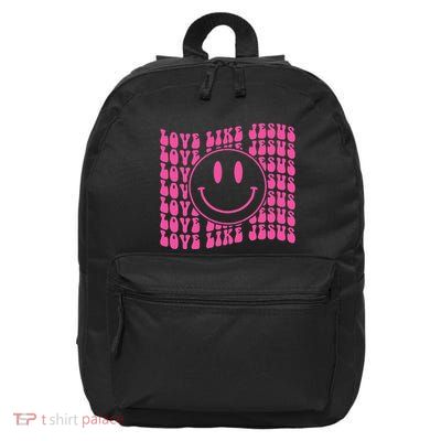 Retro Love Like Jesus Happy Face Aesthetic 16 in Basic Backpack