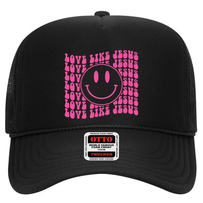 Retro Love Like Jesus Happy Face Aesthetic Trucker Hat