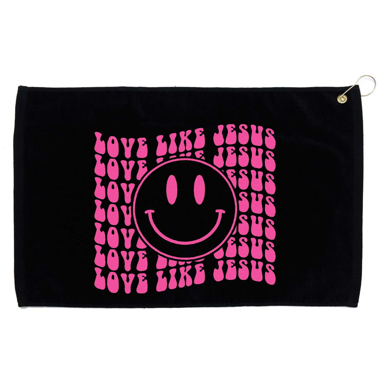 Retro Love Like Jesus Happy Face Aesthetic Grommeted Golf Towel