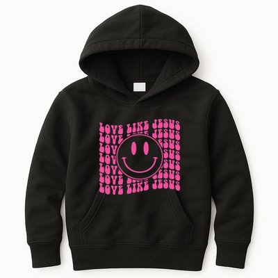 Retro Love Like Jesus Happy Face Aesthetic Kids Hoodie