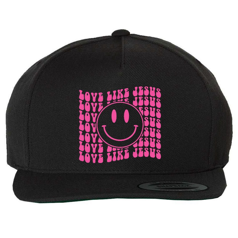 Retro Love Like Jesus Happy Face Aesthetic Wool Snapback Cap