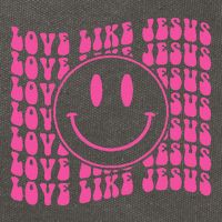 Retro Love Like Jesus Happy Face Aesthetic Cotton Canvas Backpack