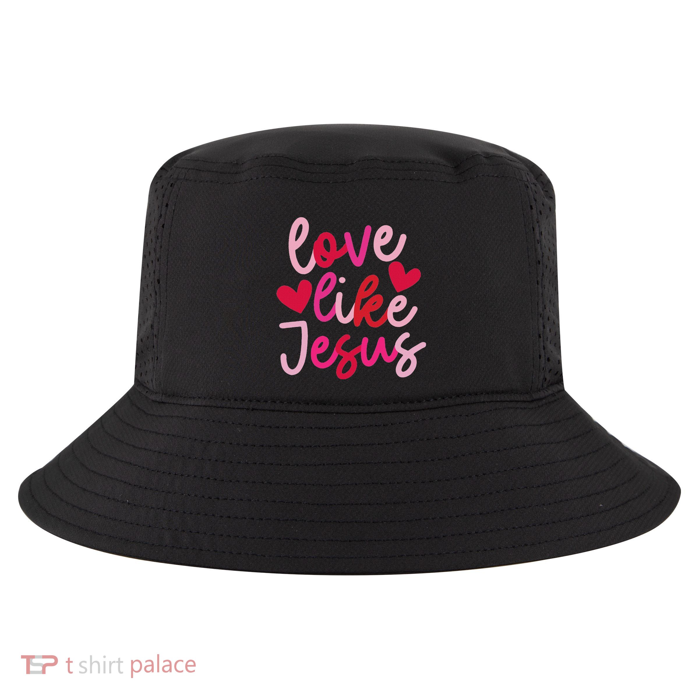 Retro Love Like Jesus Coquette Heart Bow Cool Comfort Performance Bucket Hat