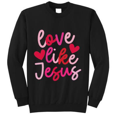 Retro Love Like Jesus Coquette Heart Bow Sweatshirt
