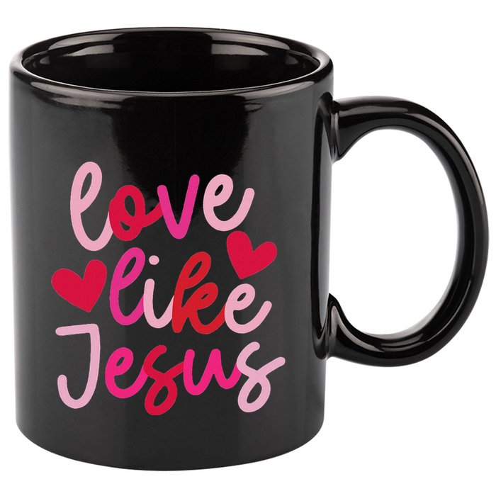 Retro Love Like Jesus Coquette Heart Bow 11oz C Handle Ceramic Mug