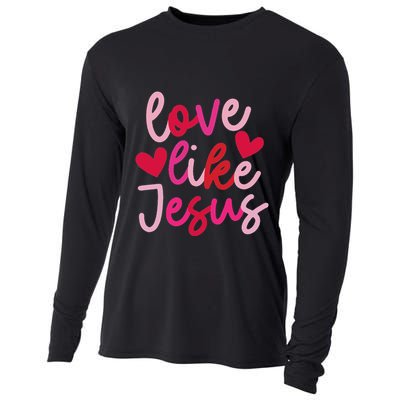 Retro Love Like Jesus Coquette Heart Bow Cooling Performance Long Sleeve Crew