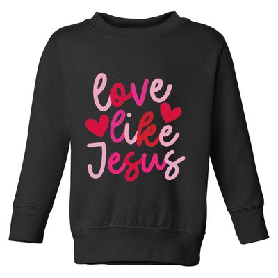 Retro Love Like Jesus Coquette Heart Bow Toddler Sweatshirt