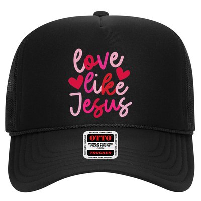 Retro Love Like Jesus Coquette Heart Bow Trucker Hat