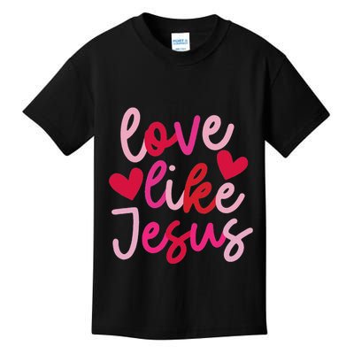 Retro Love Like Jesus Coquette Heart Bow Kids T-Shirt
