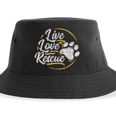 Retro Live Love Rescue Dog Lover Adopt A Dog Adoption Sustainable Bucket Hat