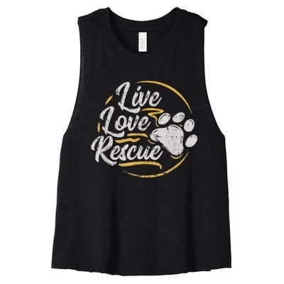 Retro Live Love Rescue Dog Lover Adopt A Dog Adoption Women's Racerback Cropped Tank