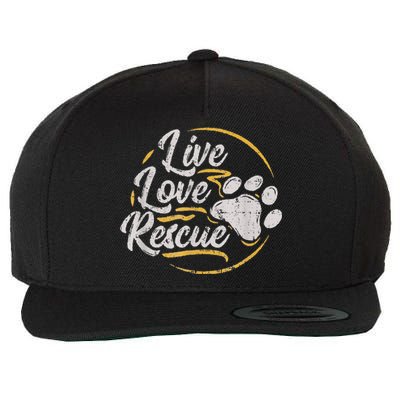 Retro Live Love Rescue Dog Lover Adopt A Dog Adoption Wool Snapback Cap