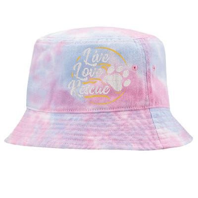 Retro Live Love Rescue Dog Lover Adopt A Dog Adoption Tie-Dyed Bucket Hat