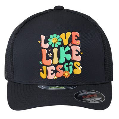 Retro Love Like Jesus Christian Religious God Lovers Gift Flexfit Unipanel Trucker Cap