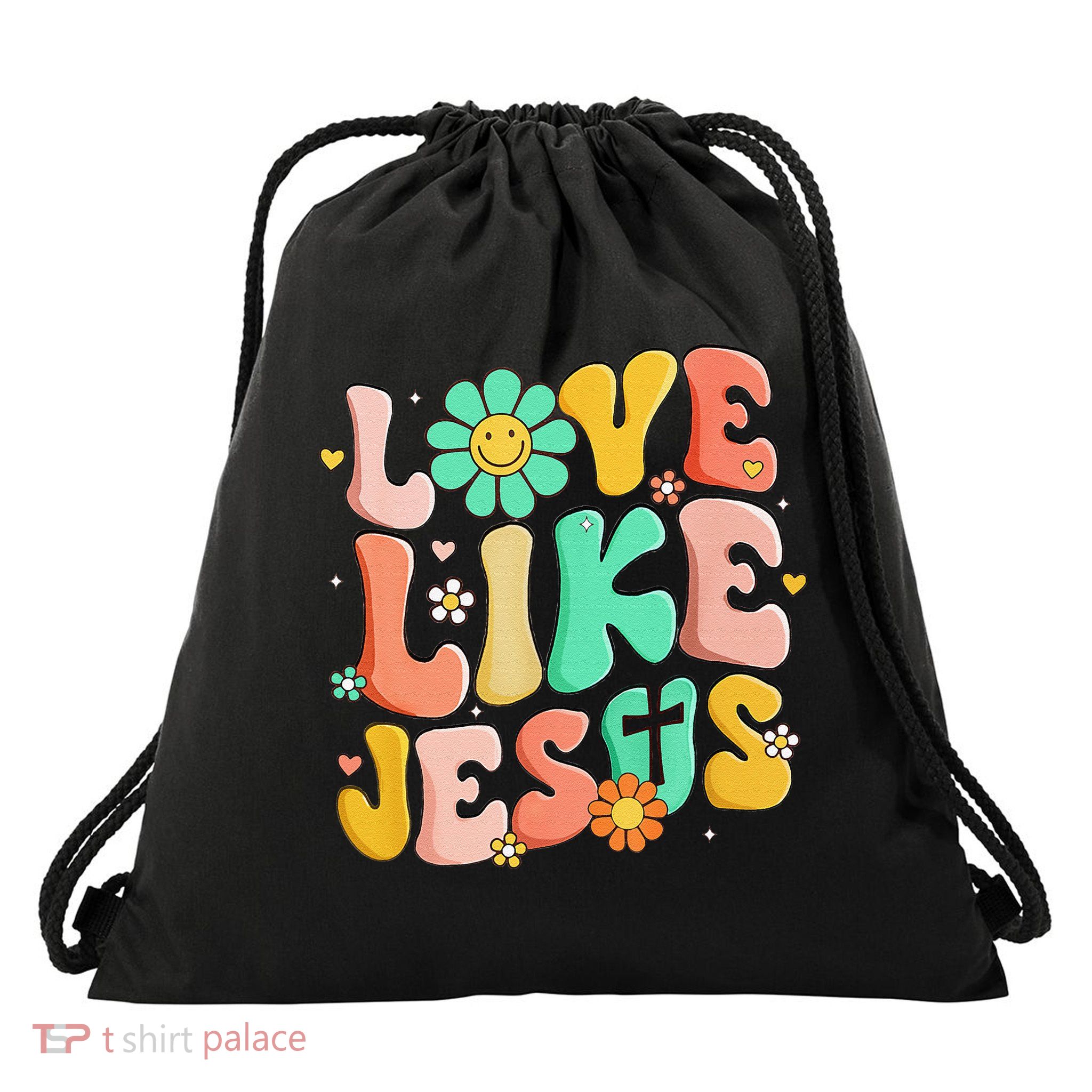 Retro Love Like Jesus Christian Religious God Lovers Gift Drawstring Bag