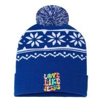 Retro Love Like Jesus Christian Religious God Lovers Gift USA-Made Snowflake Beanie