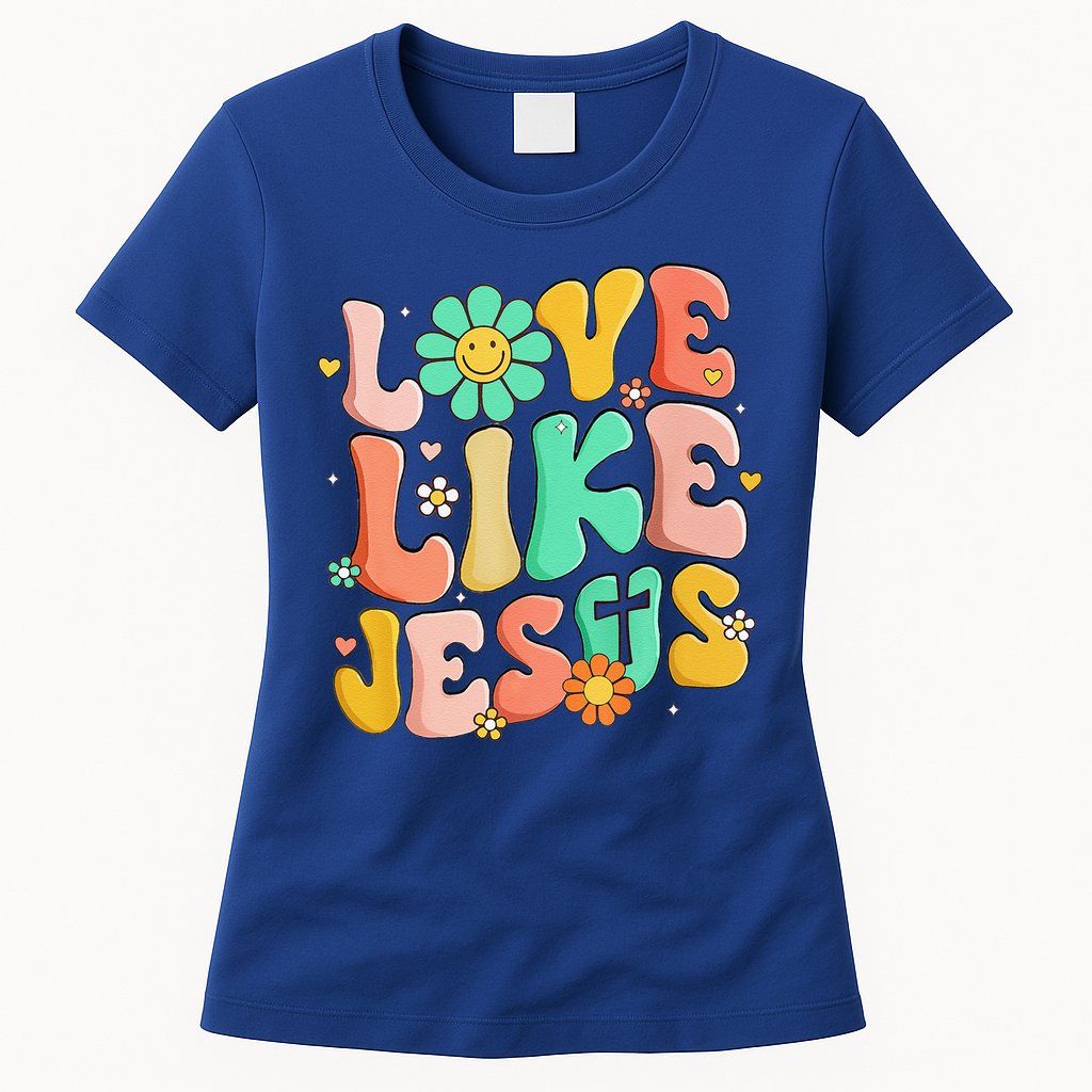 Retro Love Like Jesus Christian Religious God Lovers Gift Womens T-Shirt