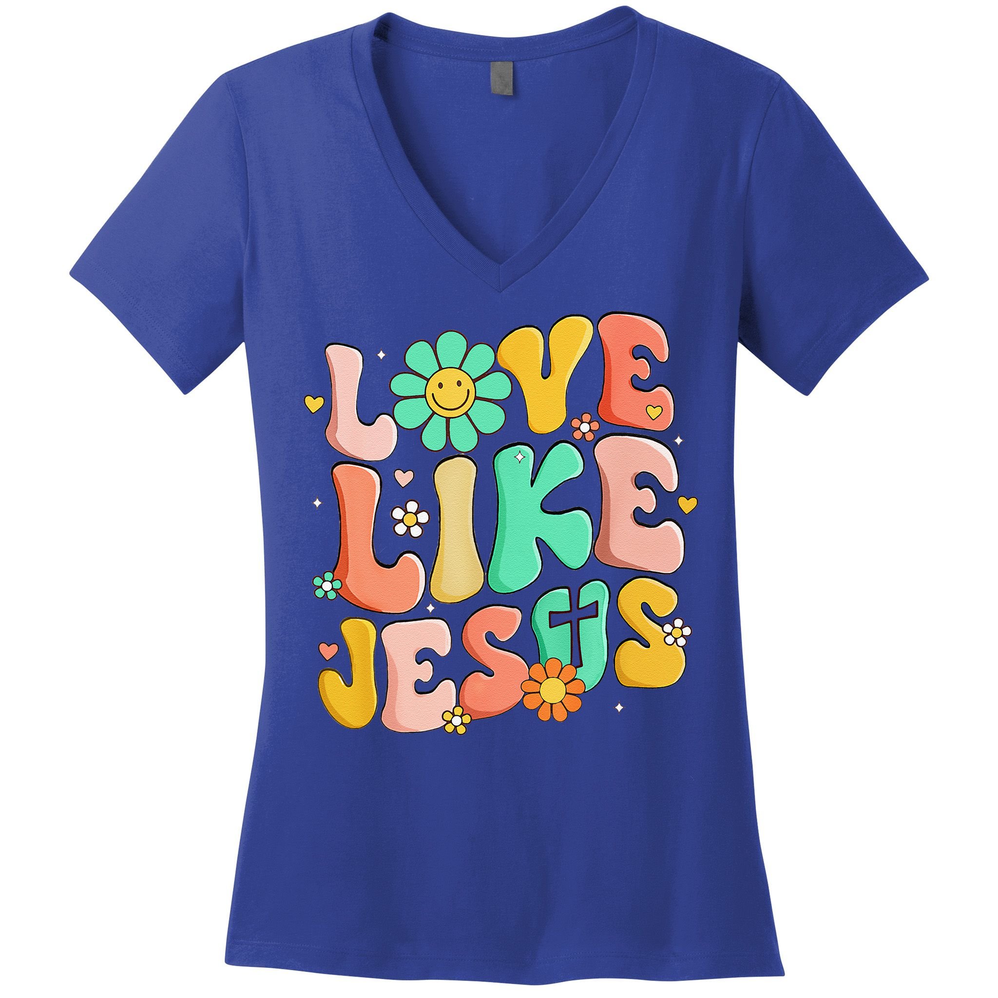 Retro Love Like Jesus Christian Religious God Lovers Gift Women's V-Neck T-Shirt