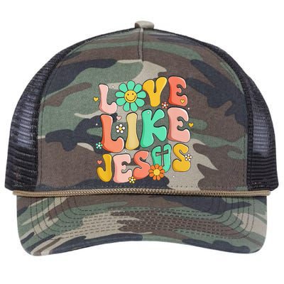 Retro Love Like Jesus Christian Religious God Lovers Gift Retro Rope Trucker Hat Cap