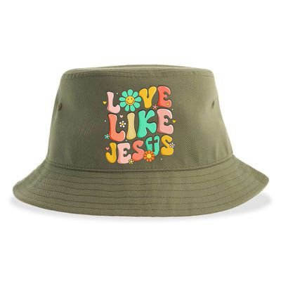 Retro Love Like Jesus Christian Religious God Lovers Gift Sustainable Bucket Hat