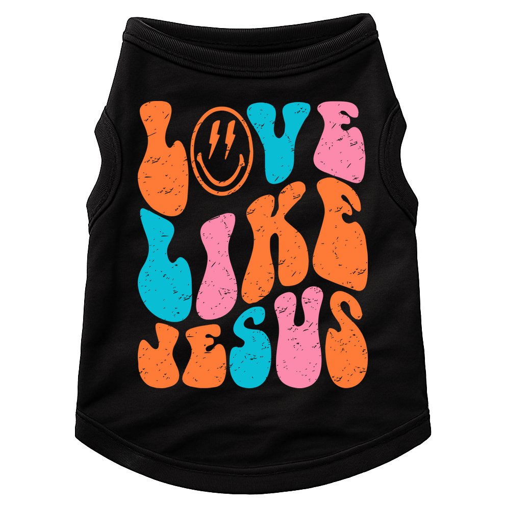 Retro Love Like Jesus Smiling Face Christian Religious Faith Doggie Tank